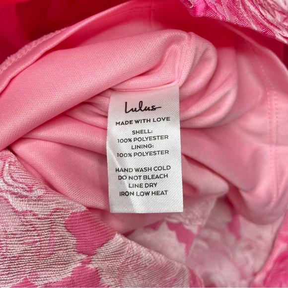 Lulus Flowery Fete Pink Floral Jacquard One Shoulder Mini Dress Large L Party - Picture 6 of 11